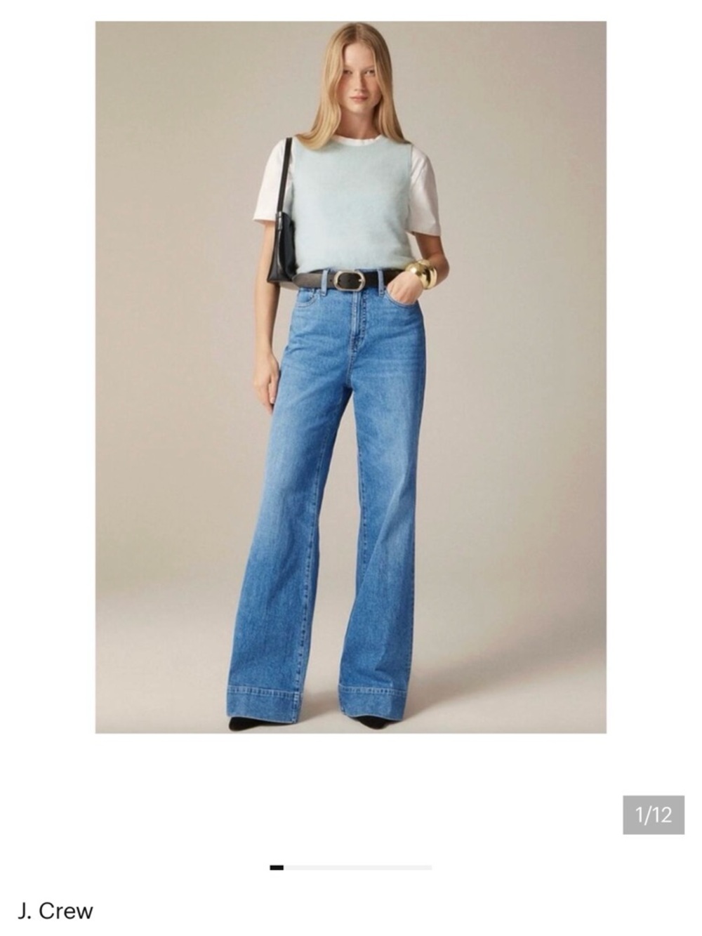 J. Crew Trouser High-Waisted  Light Blue Wide Leg Jeans - Picture 5 of 6